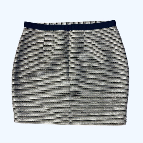 LOFT Black/White Metallic Cream and Gold TweedStriped Mini Skirt - Picture 4 of 7